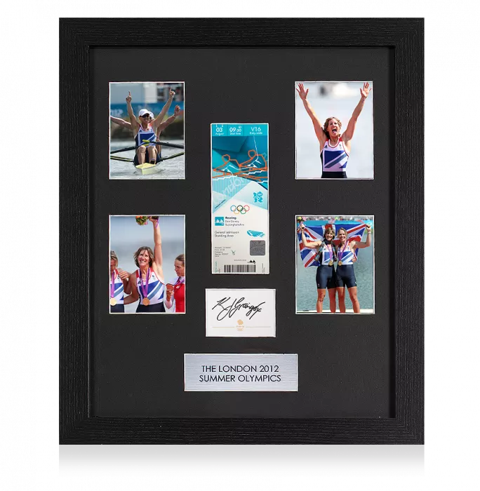icons Katherine Grainger Signed Card & London 2012 Olympics Ticket Frame