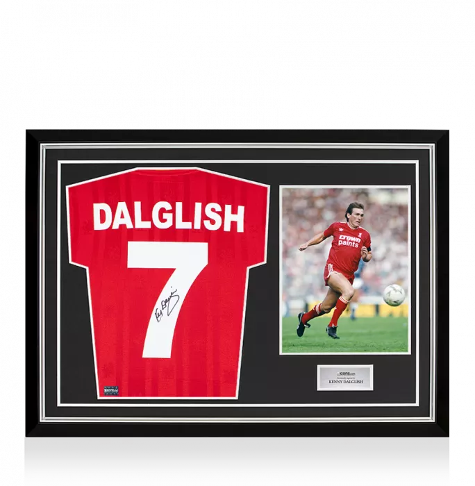 icons Kenny Dalglish Back Signed Liverpool FC 1986 Home Shirt In Hero Frame: Option 1