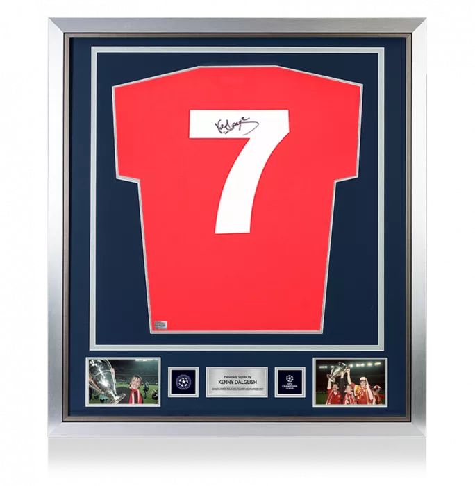 icons Kenny Dalglish Official UEFA Champions League Back Signed and Framed Liverpool FC 1978 Home Shirt
