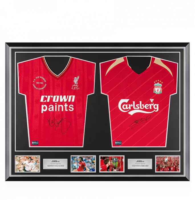 icons Kenny Dalglish & Steven Gerrard Signed Liverpool FC Shirts In Classic Dual Frame