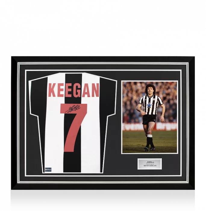 icons Kevin Keegan Back Signed Newcastle United 1982 Retro Home Shirt In Hero Frame: Option 1