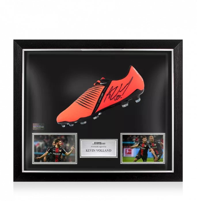icons Kevin Volland Signed Red and Black Nike Phantom Venom Boot In Bubble Frame: Bayer Leverkusen