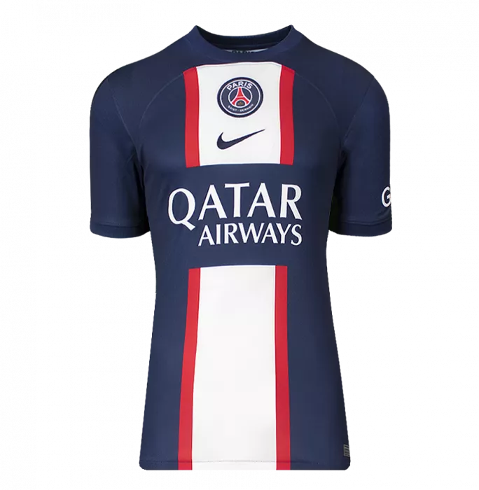 Icons Kylian Mbappe Back Signed Paris Saint-Germain 2022-23 Home Shirt With Fan Style Numbers In Deluxe Packaging