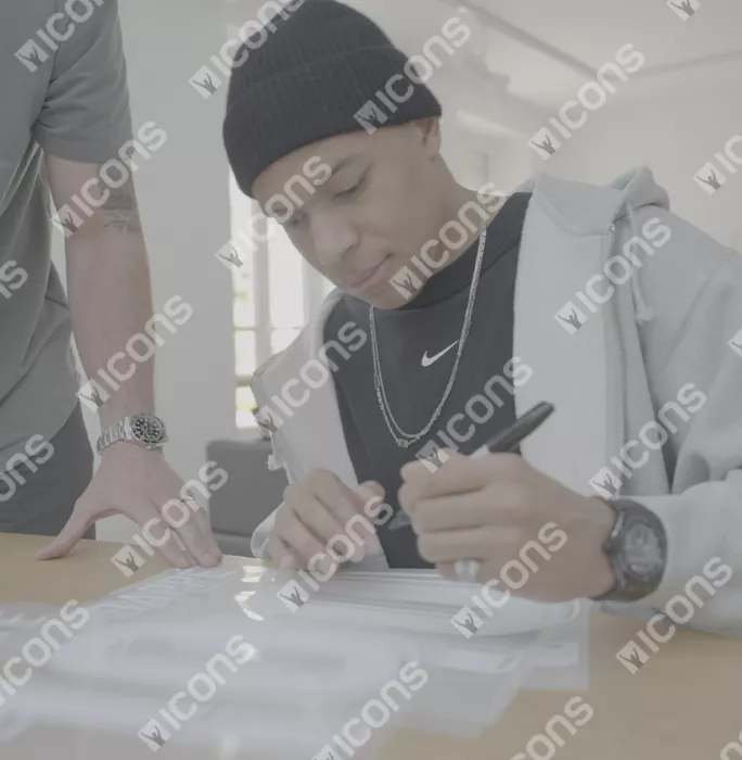 Icons Kylian Mbappe Official Ballon D'Or™ Back Signed And Hero Framed France 2024 Home Shirt With Fan Style Numbers: 2024 Gerd Müller Trophy Winner