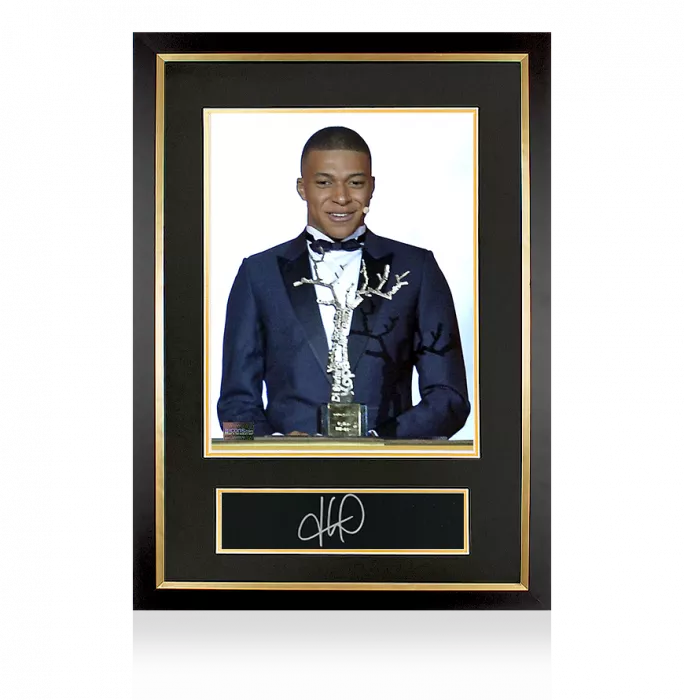 icons Kylian Mbappe Official Ballon d'Or™ Signed Plaque and Photo Frame: 2018 Kopa Trophy Winner