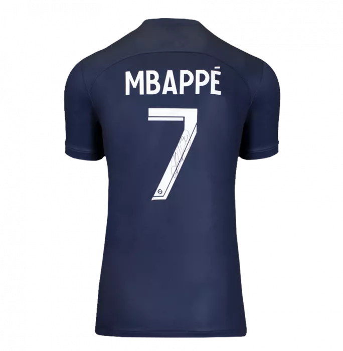 Icons Kylian Mbappe Official Paris Saint-Germain Back Signed And Framed 2022-23 Home Shirt