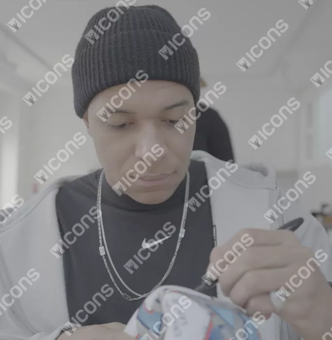 Icons Kylian Mbappe Signed UEFA Champions League Football In Acrylic Case