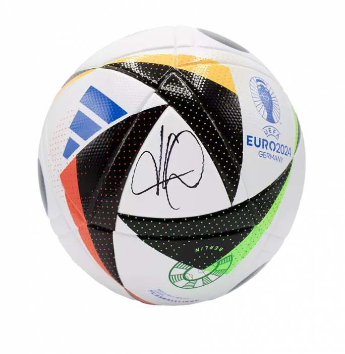 Icons Kylian Mbappe Signed UEFA EURO 2024 Football In Acrylic Case