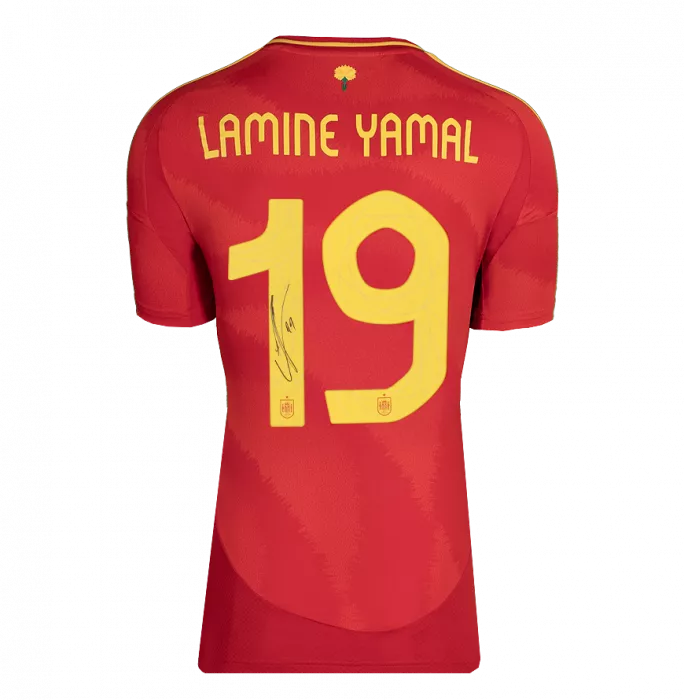 Icons Lamine Yamal Back Signed Spain 2024-25 Home Shirt In Classic Frame