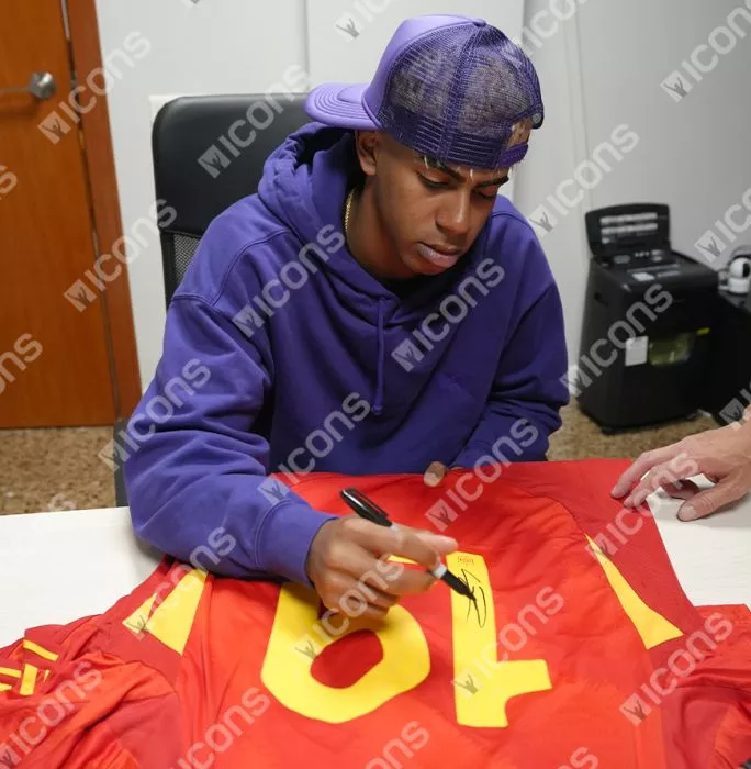 Icons Lamine Yamal Back Signed Spain 2024-25 Home Shirt In Classic Frame