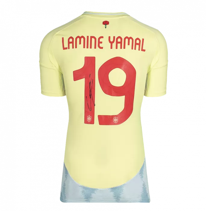 Icons Lamine Yamal Back Signed Spain 2024 Away Shirt In Hero Frame: Option 1