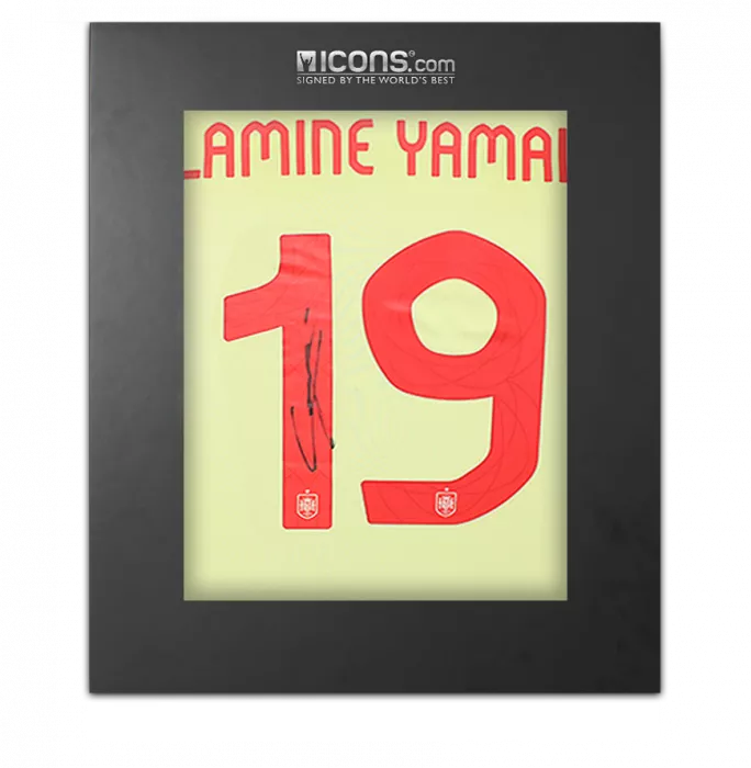 icons Lamine Yamal Back Signed Spain 2024 Away Shirt In Deluxe Packaging