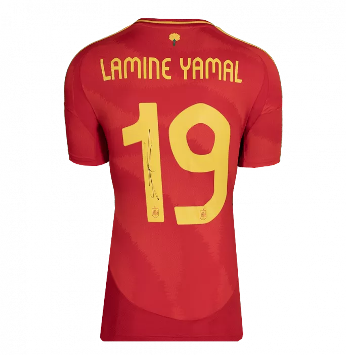 Icons Lamine Yamal Back Signed Spain 2024 Home Shirt In Hero Frame: Option 1