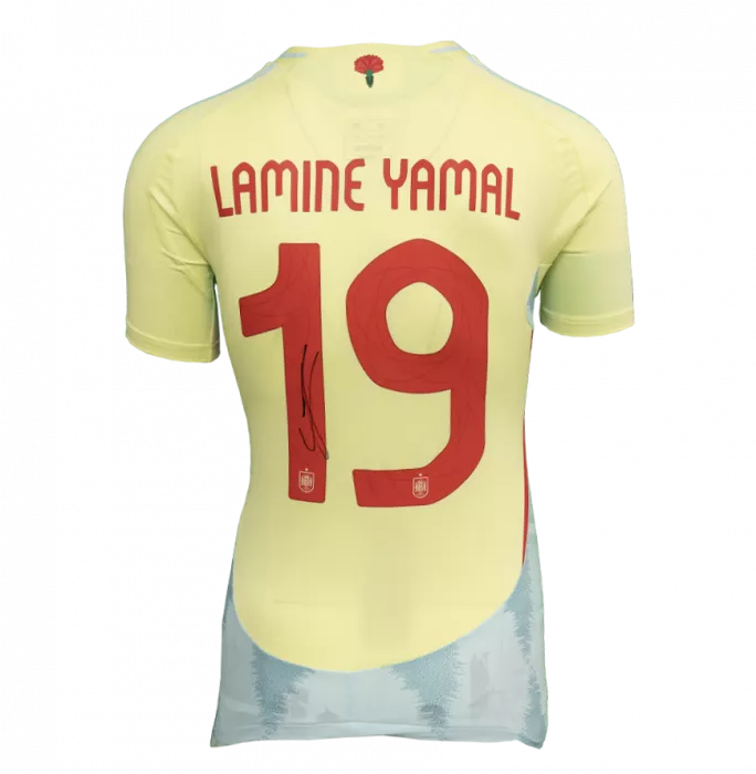 Icons Lamine Yamal Back Signed Spain Authentic 2024-25 Away Shirt In Classic Frame