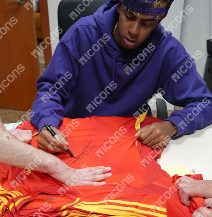 Icons Lamine Yamal Front Signed Spain 2024-25 Home Shirt In Classic Frame