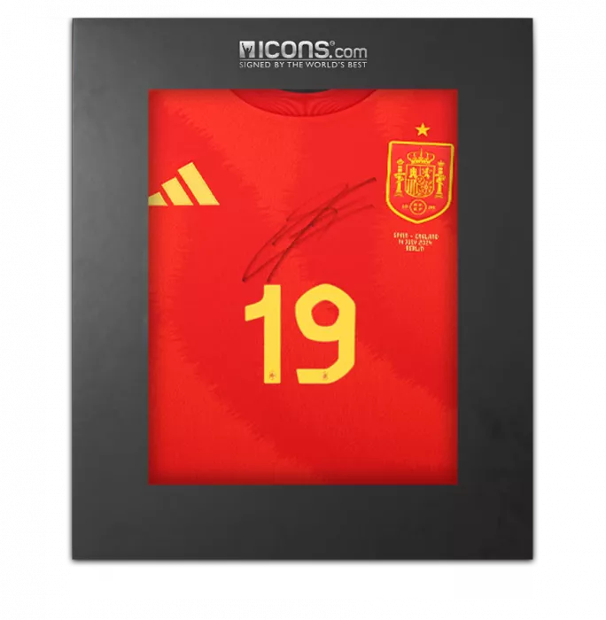 icons Lamine Yamal Front Signed Spain 2024 Home Shirt In Deluxe Packaging: UEFA EURO 2024 Final Edition