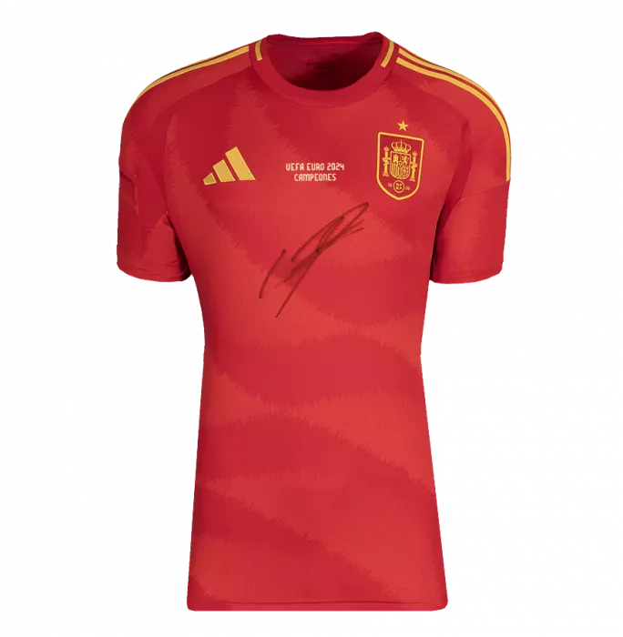 Icons Lamine Yamal Front Signed Spain 2024 Home Shirt In Hero Frame: UEFA EURO 2024 Campeones Edition