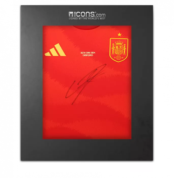 icons Lamine Yamal Front Signed Spain 2024 Home Shirt In Deluxe Packaging: UEFA EURO 2024 Campeones Edition