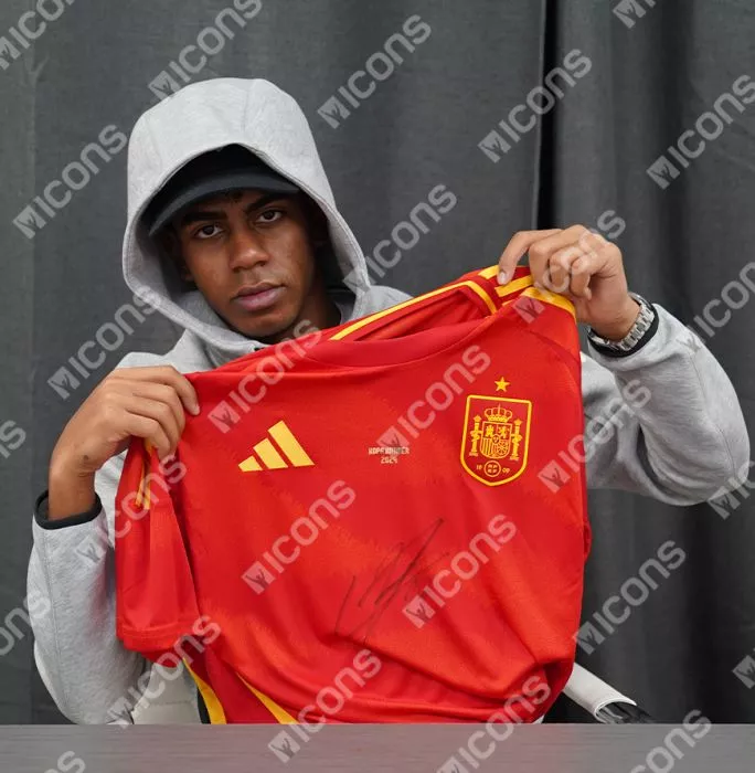 Icons Lamine Yamal Official Ballon D'Or™ Front Signed And Hero Framed Spain 2024 Home Shirt: 2024 Kopa Trophy Winner