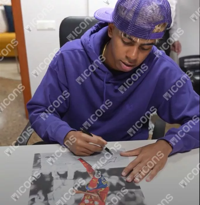 Icons Lamine Yamal Official Signed Tribute Artwork In Black Wooden Frame: EURO 2024 Star