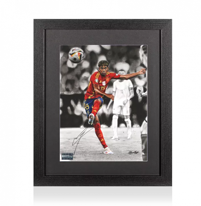 icons Lamine Yamal Official Signed Tribute Artwork In Black Wooden Frame: EURO 2024 Star