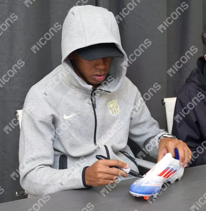 Icons Lamine Yamal Signed F50 League Laceless Firm Ground Football Boot In Acrylic Case