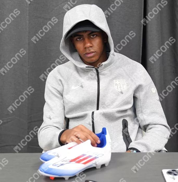 Icons Lamine Yamal Signed F50 League Laceless Firm Ground Football Boot In Acrylic Case