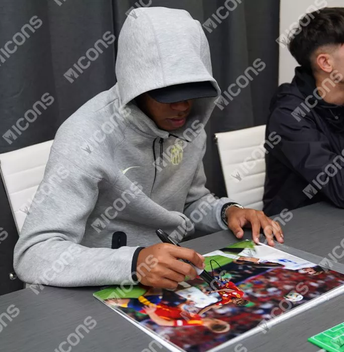 Icons Lamine Yamal Signed Spain Photo In Black Wooden Frame: UEFA EURO 2024 Goal Vs France