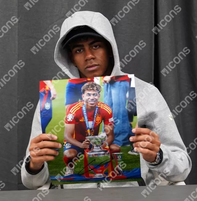 Icons Lamine Yamal Signed Spain Photo In Premium Photo Frame: UEFA EURO 2024 Winner