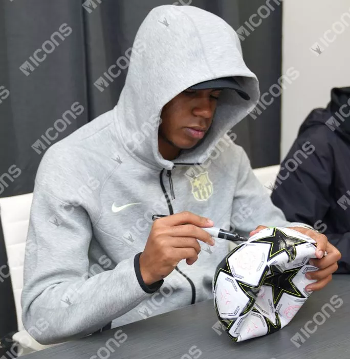 Icons Lamine Yamal Signed UEFA Champions League Football In Acrylic Case