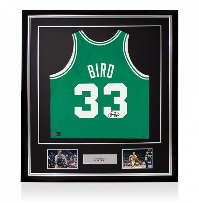 Icons Larry Bird Signed And Framed Boston Celtics Green Authentic Mitchell And Ness Jersey