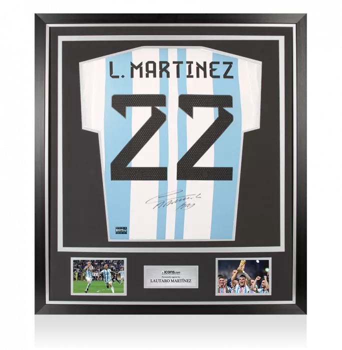 icons Lautaro Martinez Back Signed Argentina 2022 Home Shirt In Classic Frame