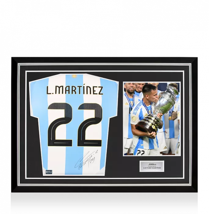 icons Lautaro Martinez Back Signed Argentina 2024 Home Shirt In Hero Frame: Option 1
