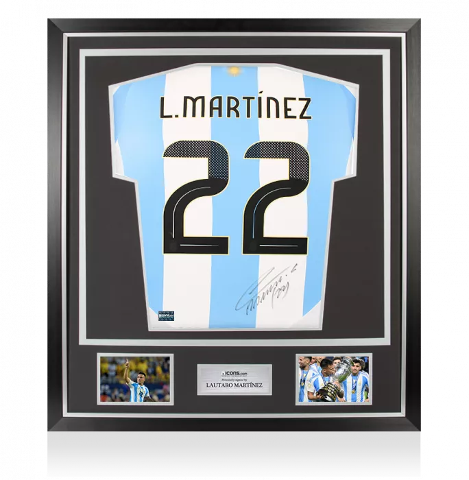 icons Lautaro Martinez Back Signed Argentina 2024 Home Shirt In Classic Frame