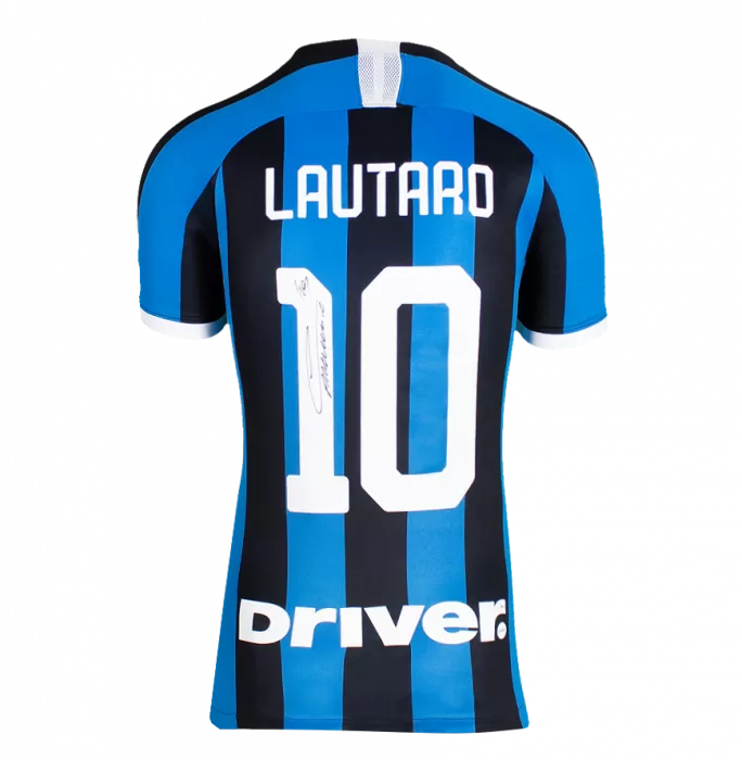 Icons Lautaro Martinez Back Signed Internazionale 2019-20 Home Shirt With Fan Style Numbers In Classic Frame