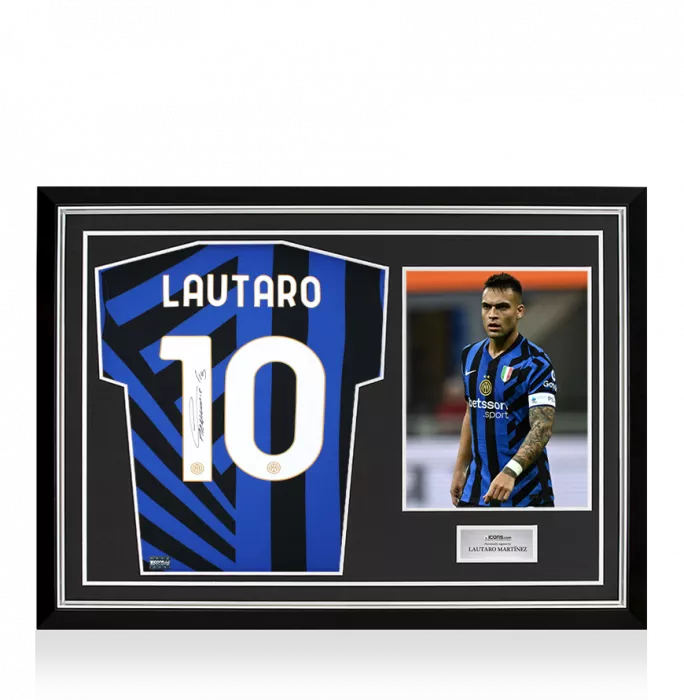 icons Lautaro Martinez Back Signed Internazionale 2024-25 Home Shirt In Hero Frame: Option 1