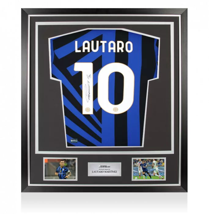 icons Lautaro Martinez Back Signed Internazionale 2024-25 Home Shirt In Classic Frame