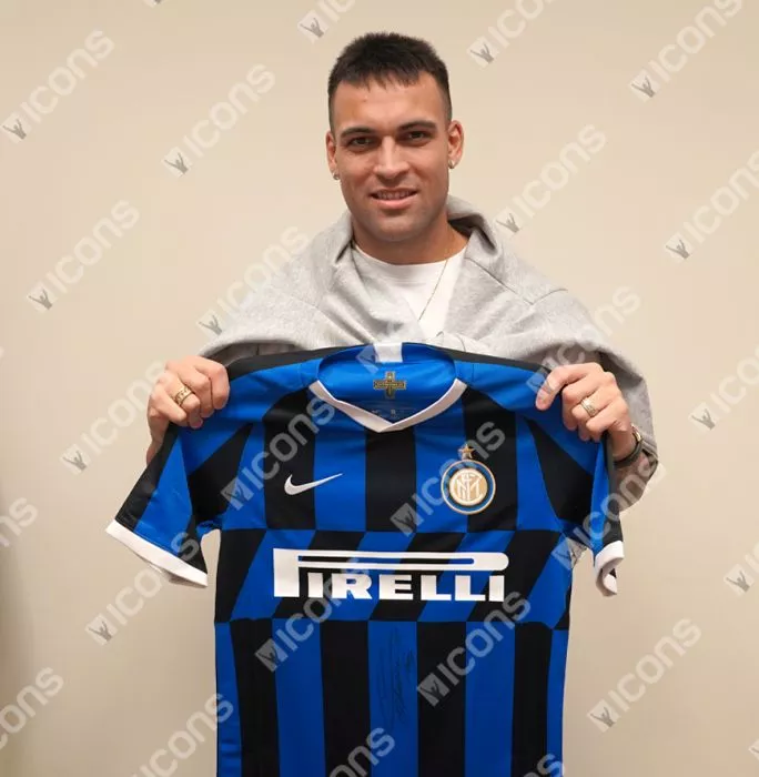 Icons Lautaro Martinez Front Signed Internazionale 2019-20 Home Shirt In Classic Frame