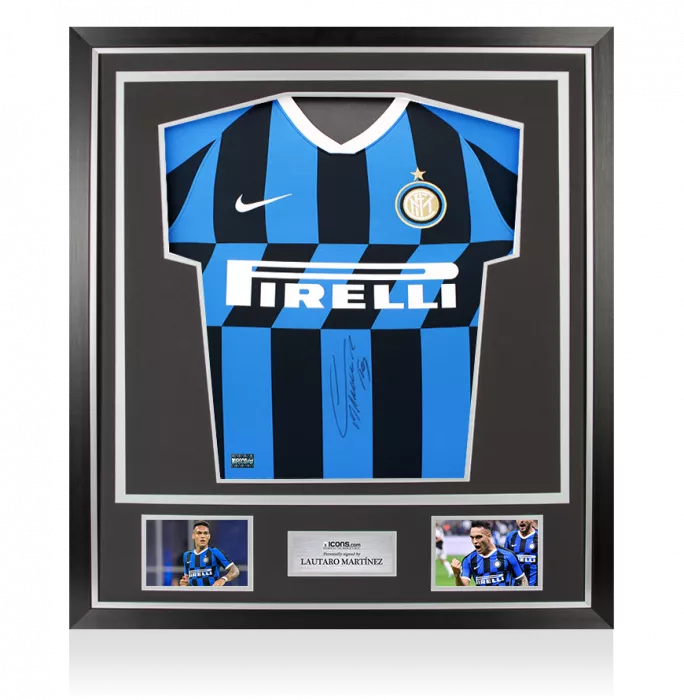 icons Lautaro Martinez Front Signed Internazionale 2019-20 Home Shirt In Classic Frame