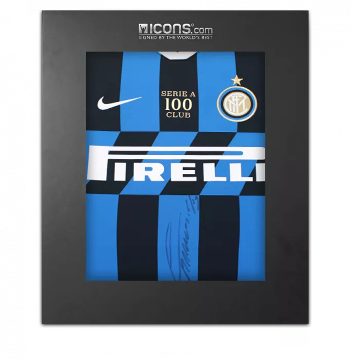 icons Lautaro Martinez Front Signed Internazionale 2019-20 Home Shirt - 'Serie A 100 Club' Edition In Deluxe Packaging