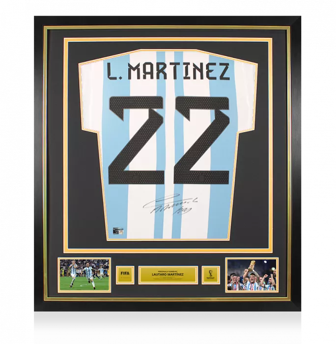 icons Lautaro Martinez Official 2022 FIFA World Cup™ Back Signed and Framed Argentina 2022 Home Shirt