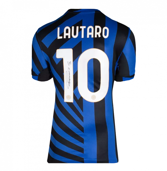 Icons Lautaro Martinez Official UEFA Champions League Back Signed And Hero Framed Internazionale 2024-25 Home Shirt