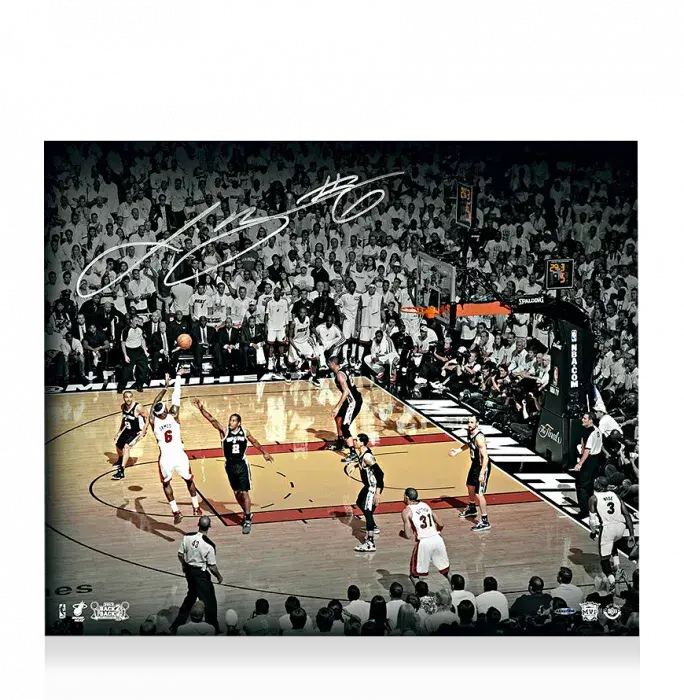 Icons LeBron James Signed Miami Heat Photo: The Shot