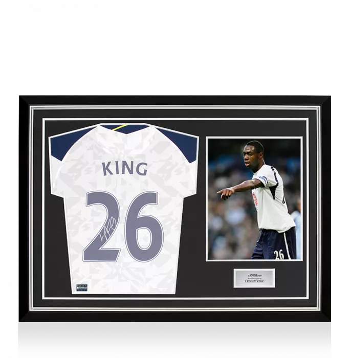 icons Ledley King Signed Tottenham Hotspur 2020-21 Home Shirt In Hero Frame: Option 1