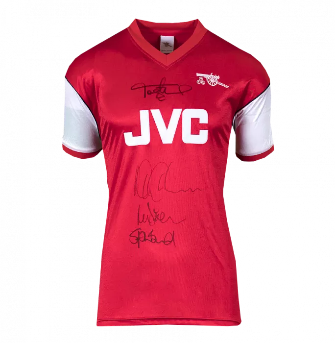 Icons Lee Dixon Nigel Winterburn Steve Bould & Tony Adams Front Signed Arsenal Home Shirt In Classic Frame