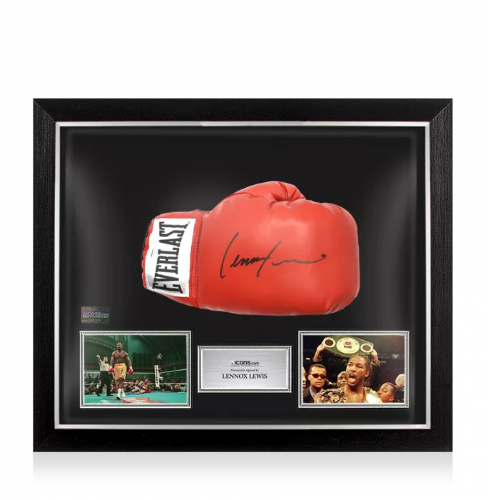 icons Lennox Lewis Signed Everlast Red Boxing Glove In Bubble Frame: Option 1