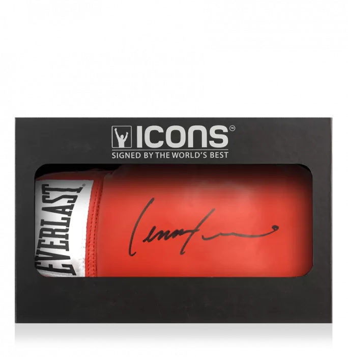 icons Lennox Lewis Signed Everlast Red Boxing Glove In Deluxe Packaging