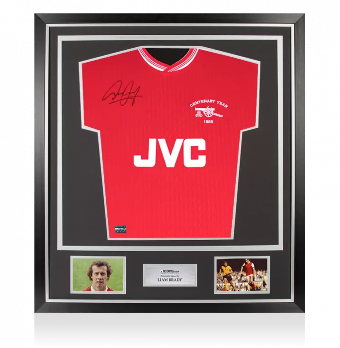 icons Liam Brady Front Signed Arsenal Home Shirt In Classic Frame