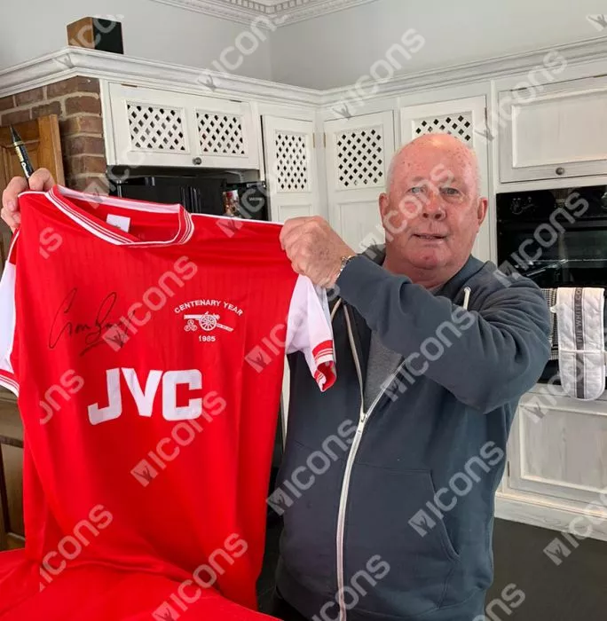 Icons Liam Brady Front Signed Arsenal Home Shirt In Deluxe Packaging