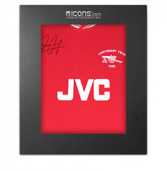 icons Liam Brady Front Signed Arsenal Home Shirt In Deluxe Packaging